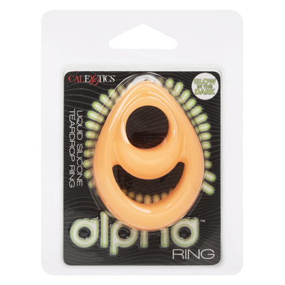 Alpha Glow-in-the-Dark Liquid Silicone Teardrop Ring - Orange | SE1492302