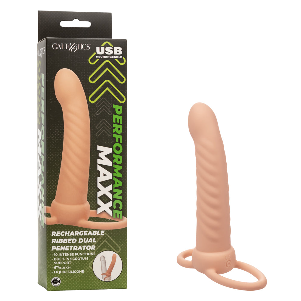 Performance Maxx Rechargeable Ribbed Dual Penetrator - Ivory | SE1634103