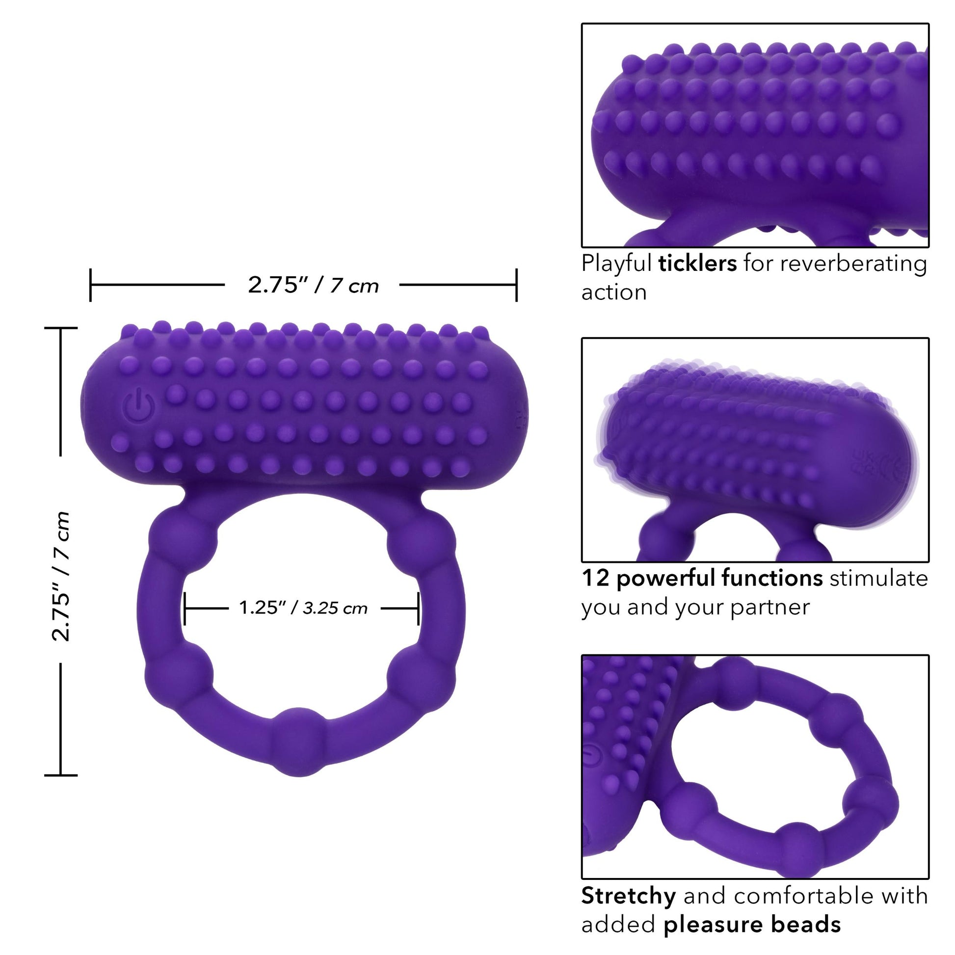 Silicone Rechargeable 5 Bead Maximus Ring - Purple SE1843253 716770102812 from EdgingWarehouse.com where we sell the best male sex toys and fleshlight type strokers for masturbation, edging and gooning and other men's health and sexual wellness items.