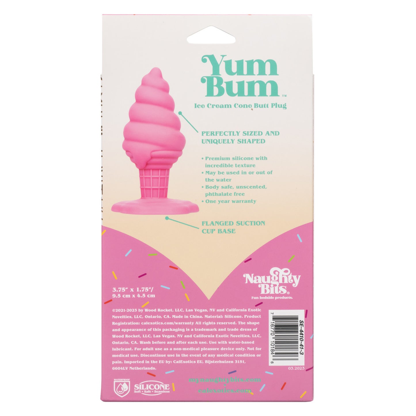 Naughty Bits Yum Bum Ice Cream Cone Butt Plug - Pink | SE4410413