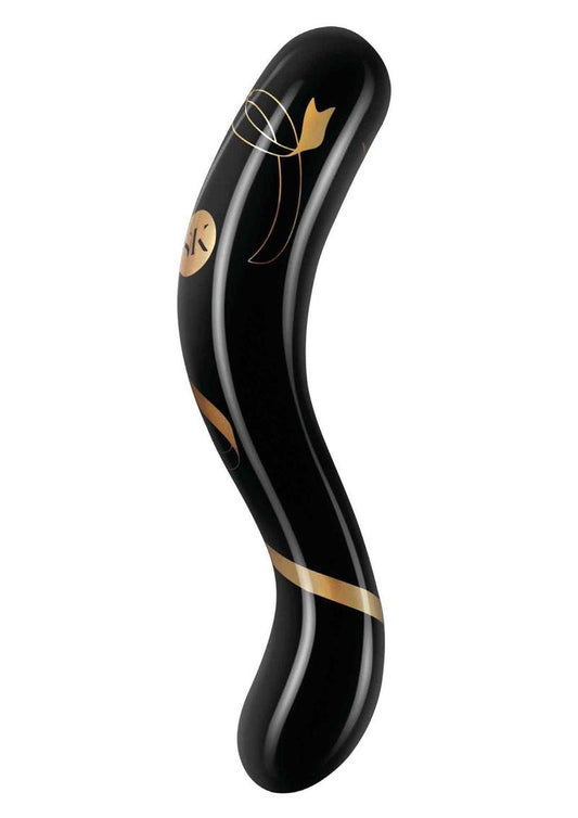 Secret Kisses - 7 Inch Handblown Double Ended Dildo - Black | SK-3006