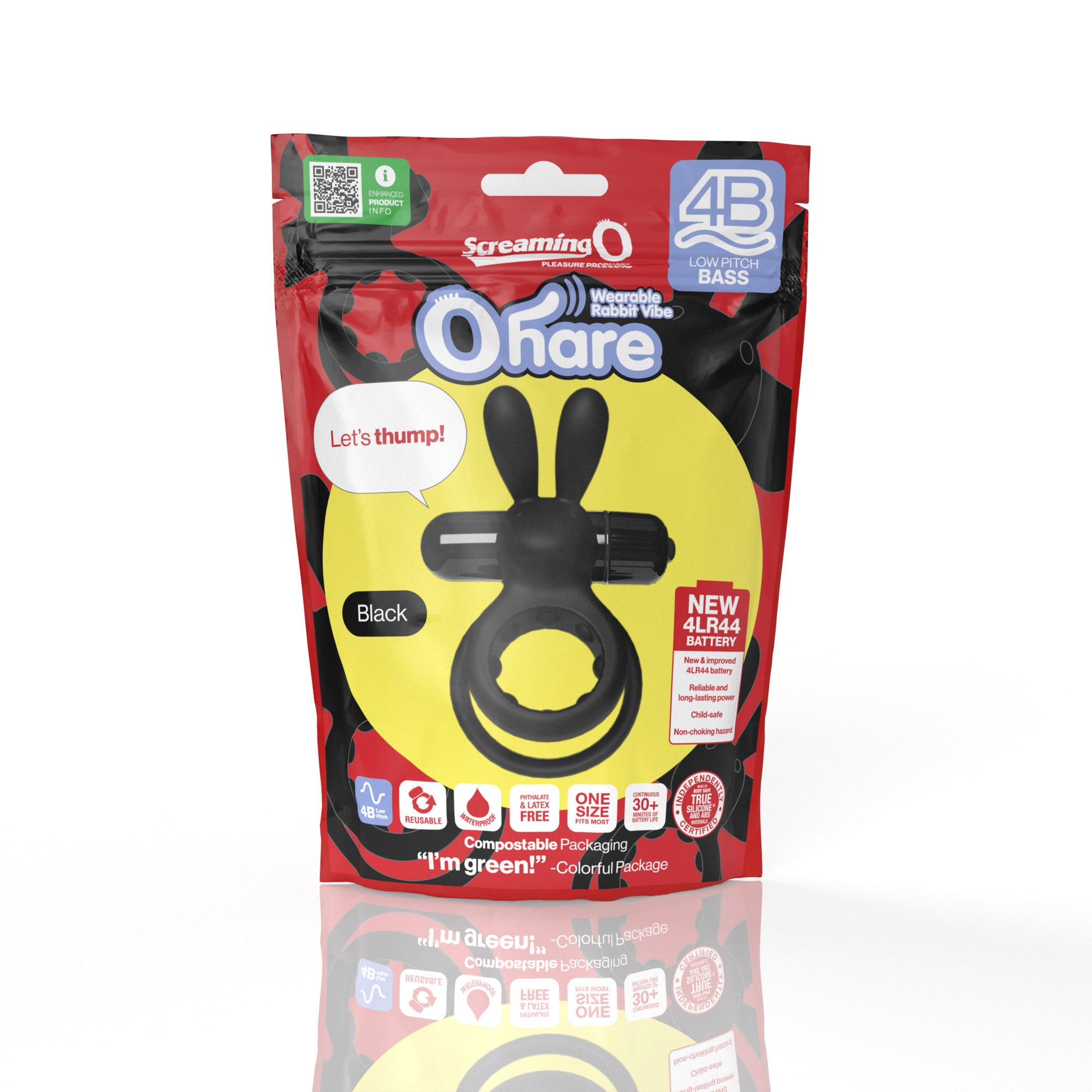 Screaming O 4b - Ohare Wearable Rabbit Vibe - Black SO-4BHAR-BL 817483015373 from EdgingWarehouse.com where we sell the best male sex toys and fleshlight type strokers for masturbation, edging and gooning and other men's health and sexual wellness items.