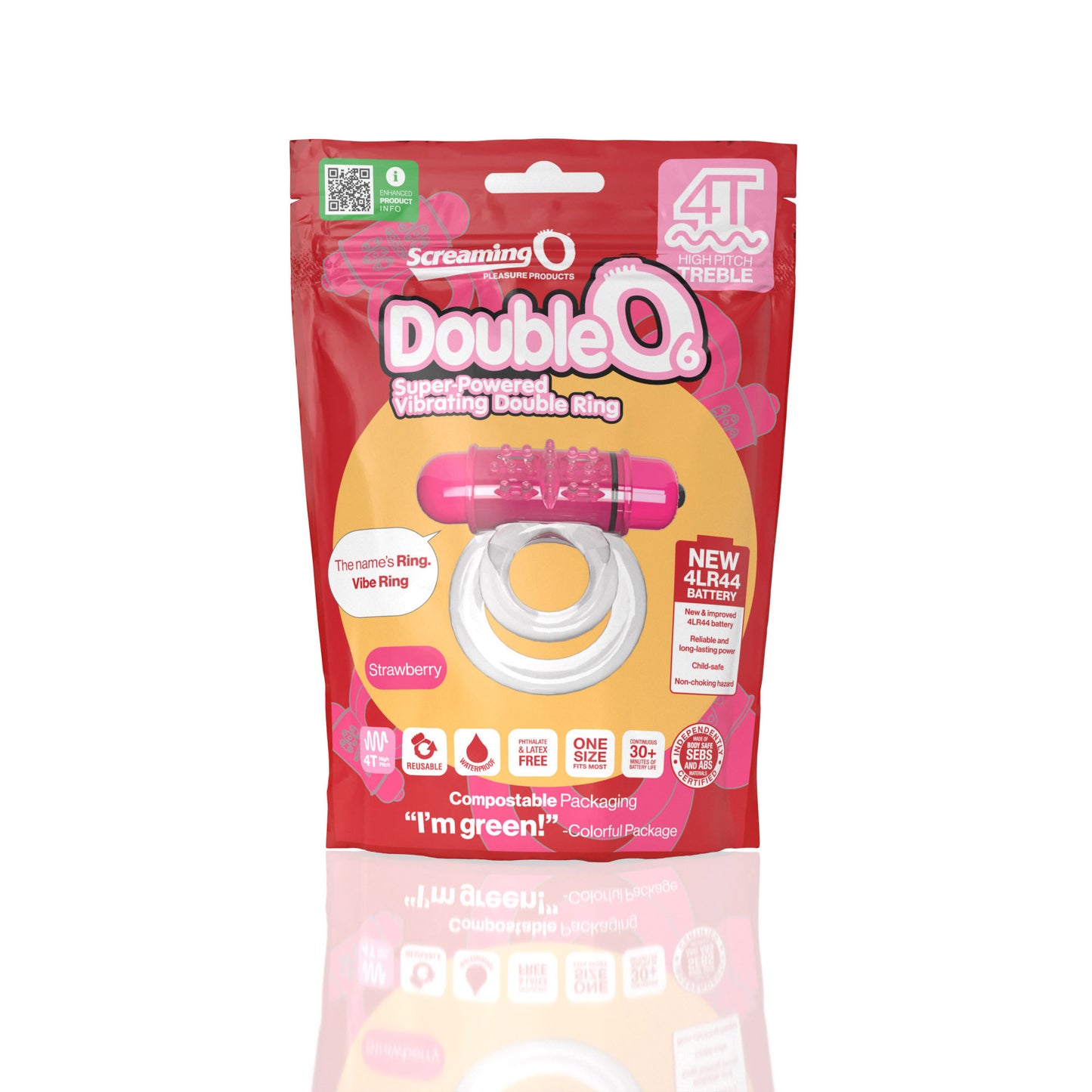 Screaming O 4t - Double O 6 Super Powered Vibrating Double Ring - Strawberry | SO-4TD6-ST