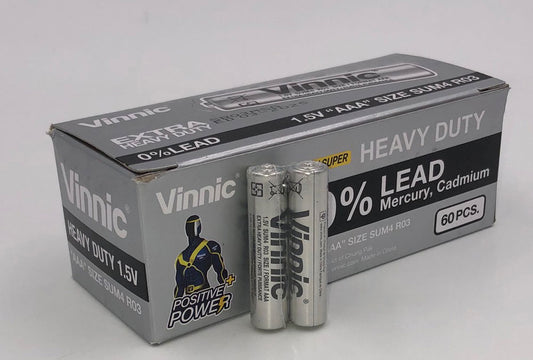 Vinnic Extra Heavy Duty AAA Batteries - 2 Pc./ Shrink Pk. - 60 Pcs. Box | SR03MSG