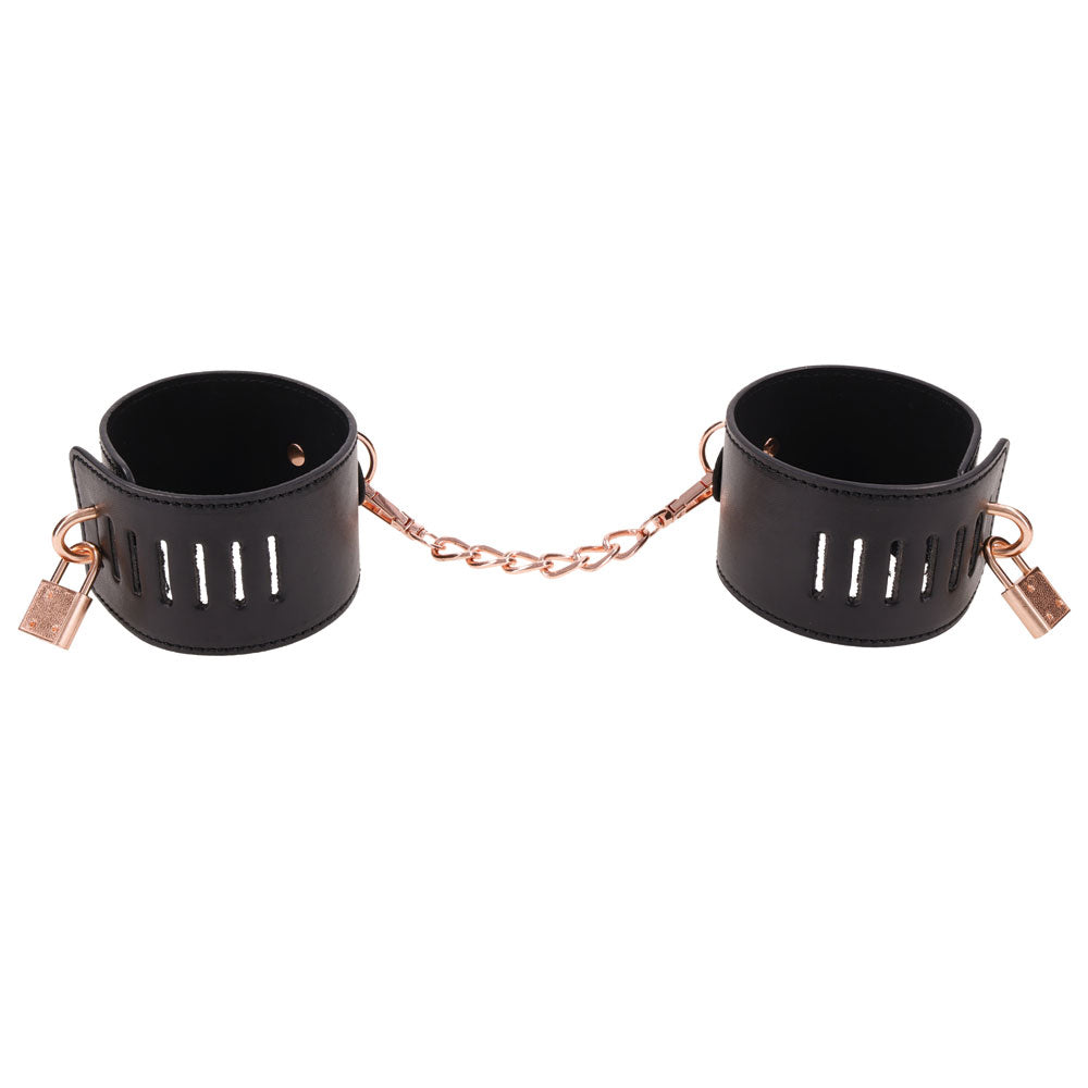 Brat Locking Cuffs - Black | Sportsheets | SS09849 | 646709098490 from EdgingWarehouse.com and EroticWarehouse.com where we sell the best adult sex toys and fleshlight type strokers for masturbation, edging and gooning and other adult health and sexual we