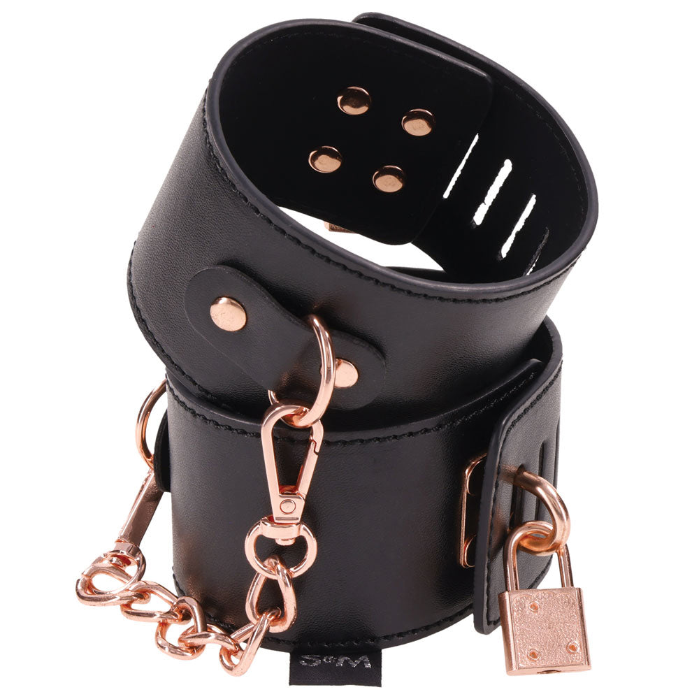 Brat Locking Cuffs - Black | Sportsheets | SS09849 | 646709098490 from EdgingWarehouse.com and EroticWarehouse.com where we sell the best adult sex toys and fleshlight type strokers for masturbation, edging and gooning and other adult health and sexual we