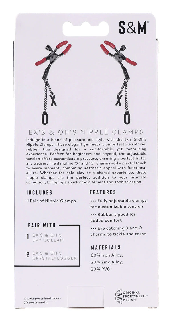 eX's and Oh's Nipple Clamps | Sportsheets | SS09983 | 646709099831 from EdgingWarehouse.com and EroticWarehouse.com where we sell the best adult sex toys and fleshlight type strokers for masturbation, edging and gooning and other adult health and sexual w