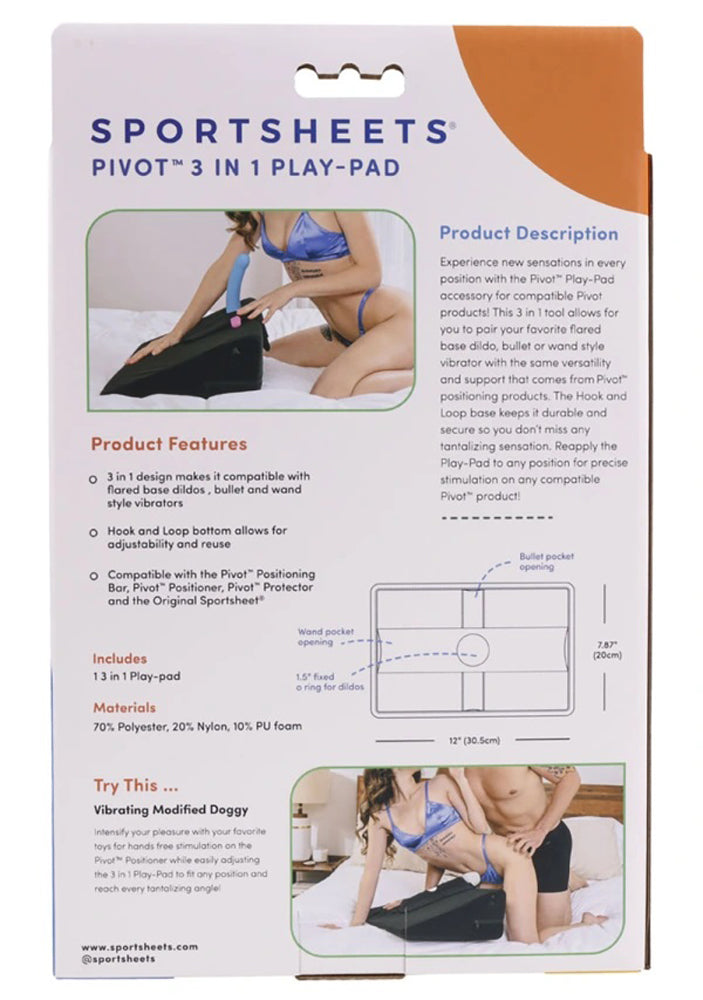 Pivot 3 in 1 Play Pad - Black | Sportsheets | SS36009 | 646709360092 from EdgingWarehouse.com and EroticWarehouse.com where we sell the best adult sex toys and fleshlight type strokers for masturbation, edging and gooning and other adult health and sexual