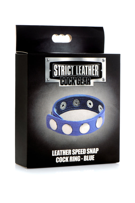 Cock Gear Leather Speed Snap Cock Ring - Blue | STR-AG845-BLU