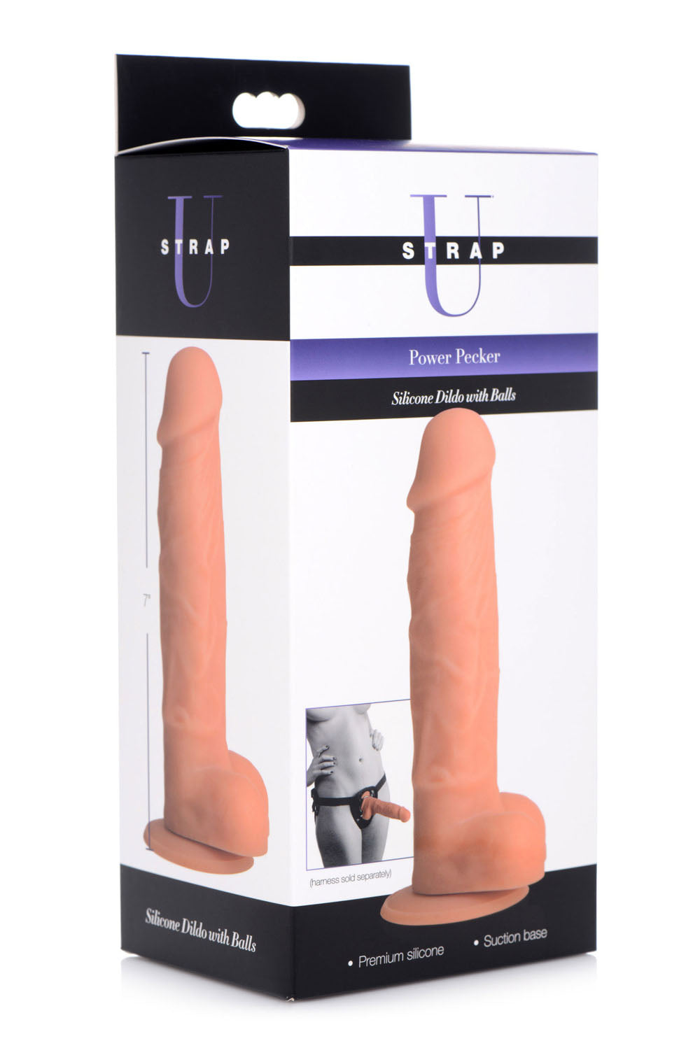 Power Pecker 7 Inch Silicone Dildo With Balls - Flesh | SU-AG371FLSH