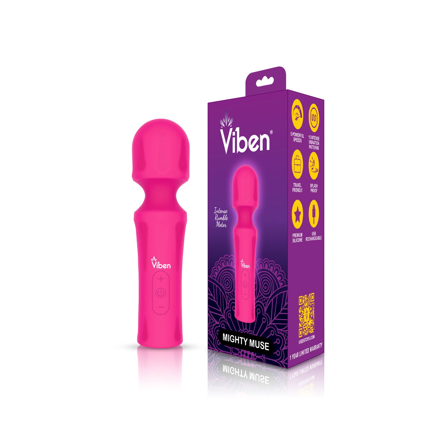 Mighty Muse - Hot Pink - Powerful Personal Wand - Massager VB-75015 810080750159 from EdgingWarehouse.com where we sell the best male sex toys and fleshlight type strokers for masturbation, edging and gooning and other men's health and sexual wellness ite