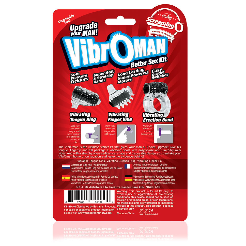 Screaming O Vibro Man - Each - Black | Screaming O | VIB-BL-101E | 817483011924 from EdgingWarehouse.com and EroticWarehouse.com where we sell the best adult sex toys and fleshlight type strokers for masturbation, edging and gooning and other adult health