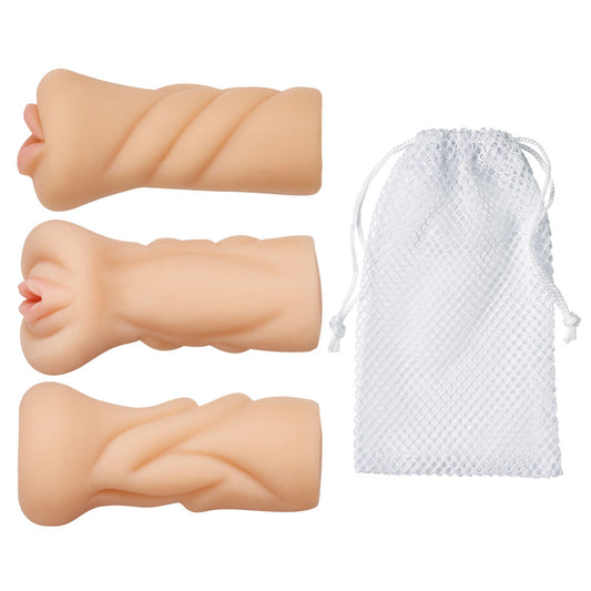 Trio Stroker Pussy Ass Mouth Masturbator Kit - Flesh | WTC410