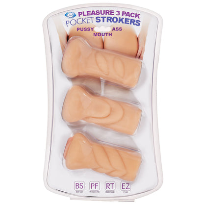 Trio Stroker Pussy Ass Mouth Masturbator Kit - Flesh | WTC410