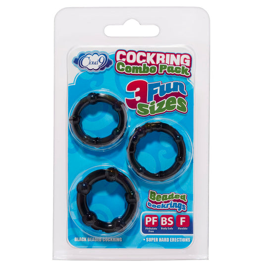 Cockring Combo Beaded - Black | WTC63841