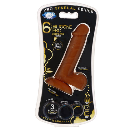 Pro Sensual Premium Silicone 6 Inch Dong With 3 Cockrings - Brown | WTC852844