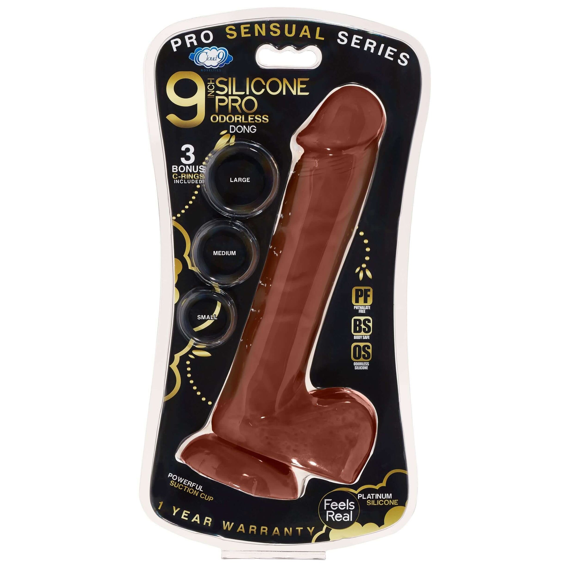 9 Inch Silicone Pro Odorless Dong - Brown | WTC852905