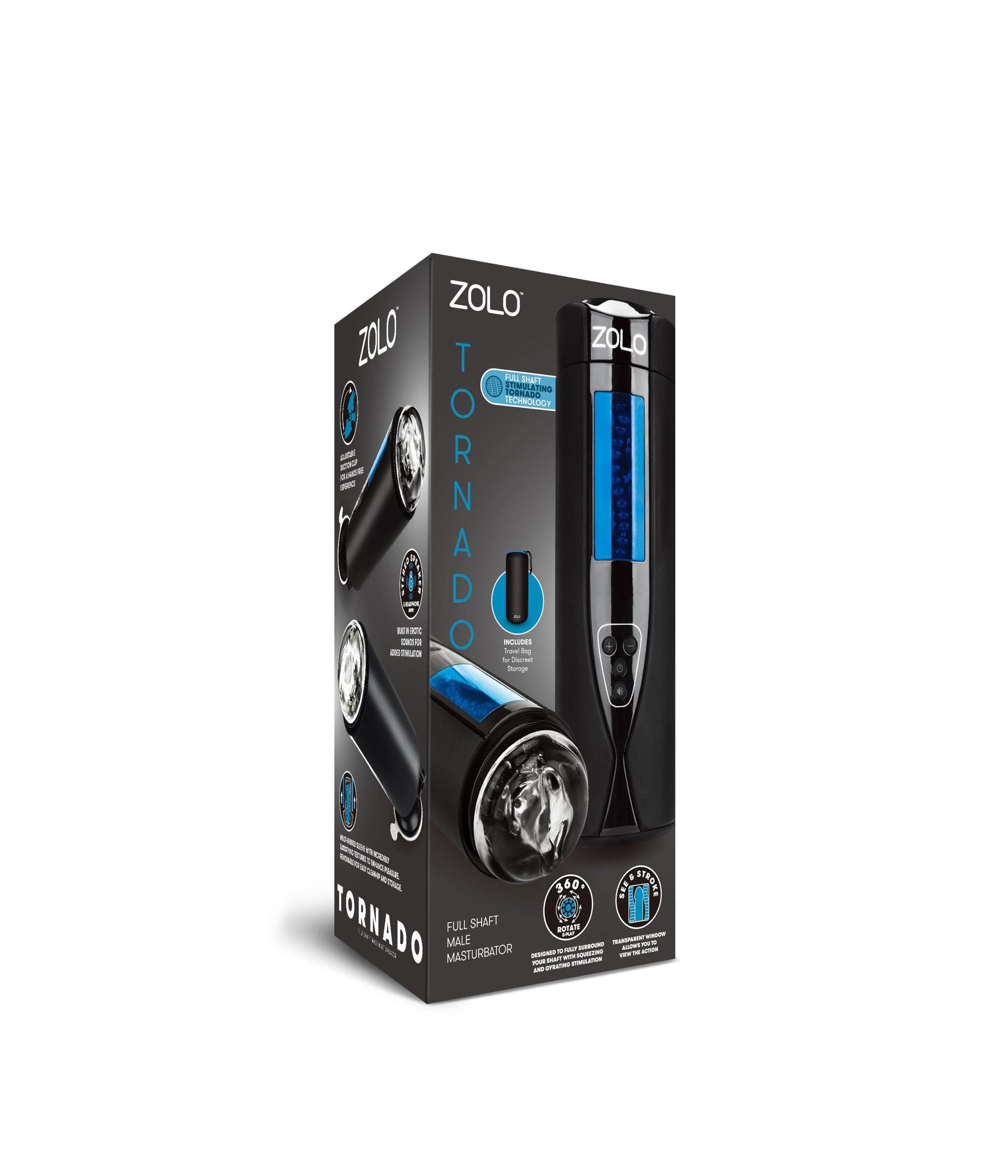 Zolo Tornado Rechargeable Masturbator - Black | X-ZO6030